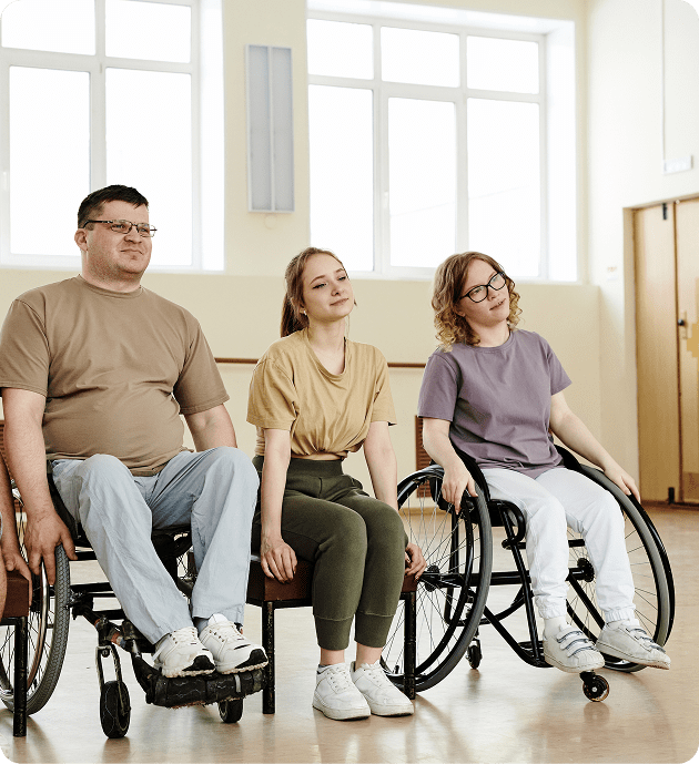 Wheelchair dance class participants practicing